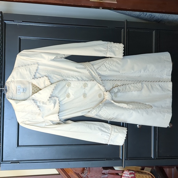 Anthropologie Jackets & Blazers - Sitwell Anthropologie Cream Trench Coat With RicRack trim
